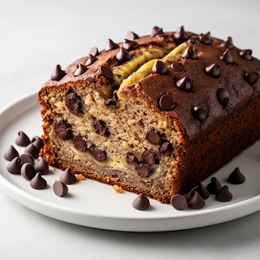 Decadent Chocolate Chip Banana Bread finished dish