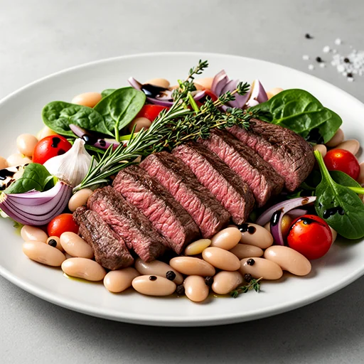 Tuscan Steak & Cannellini Bean Warm Salad finished dish