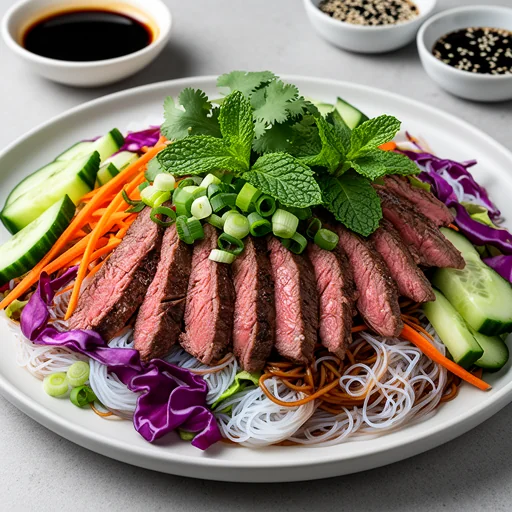 Asian Steak Noodle Salad finished dish