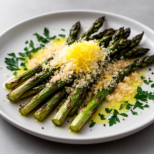Roasted Asparagus with Lemon-Parmesan Crumble finished dish