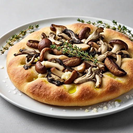 Truffle Oil & Wild Mushroom Focaccia finished dish