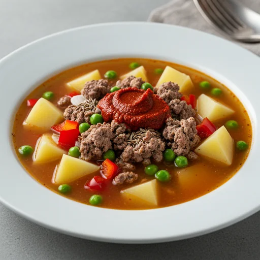 Hungarian-Inspired Smoked Paprika Sausage and Potato Soup finished dish