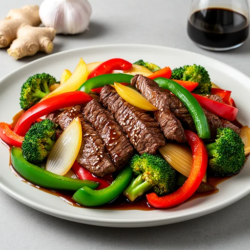 Steak and Bell Pepper Teriyaki Stir-fry finished dish