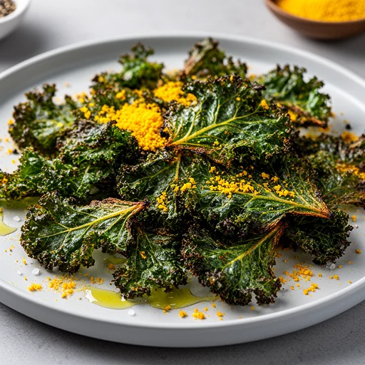 Crispy Baked Kale Chips with Nutritional Yeast finished dish