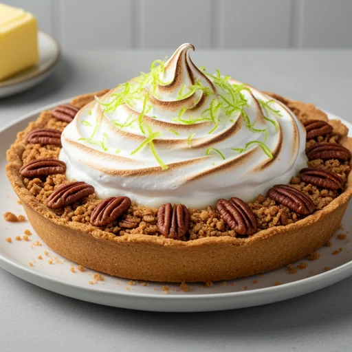 Creole Lime Meringue Pie with Ginger-Pecan Crust finished dish