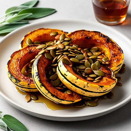 Roasted Delicata Squash with Spiced Pepitas and Maple Glaze finished dish