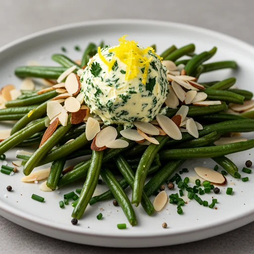 Haricots Verts with Toasted Almonds and Lemon-Herb Butter finished dish