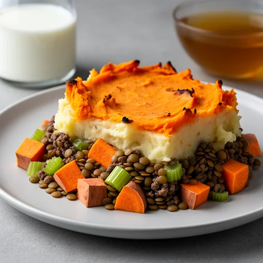 Hearty Lentil Shepherd's Pie with Sweet Potato Topping finished dish