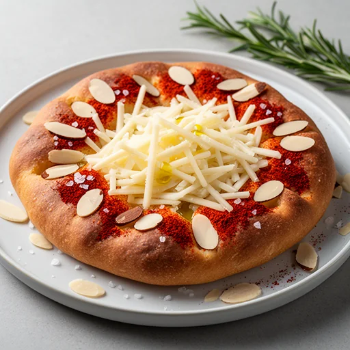 Smoked Paprika & Manchego Focaccia with Almonds finished dish