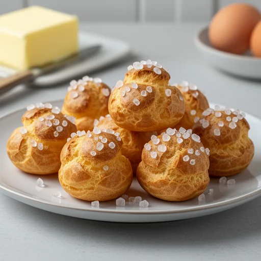 Chouquettes (Pearl Sugar Puffs) finished dish