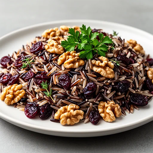 Wild Rice and Cranberry Pilaf with Toasted Walnuts finished dish