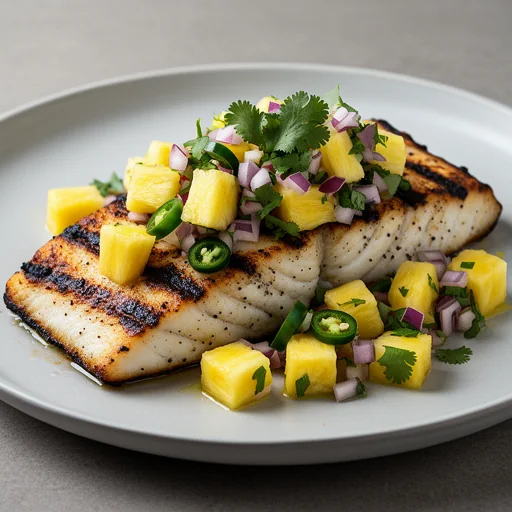 Smoky Chipotle Grilled Grouper with Pineapple-Cilantro Salsa finished dish