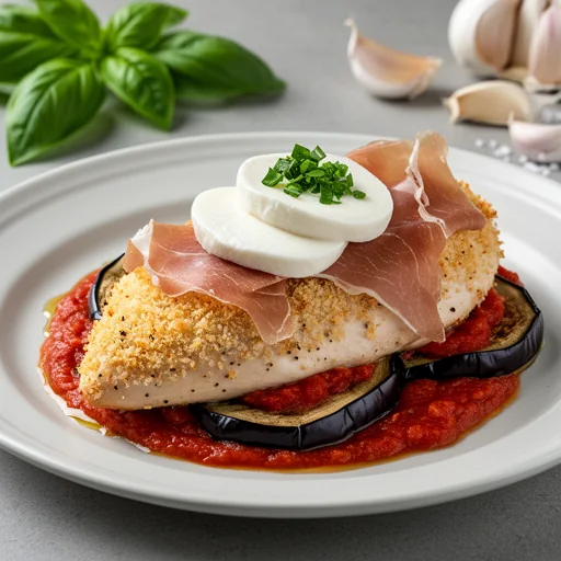 Chicken Sorrentino with Prosciutto and Eggplant finished dish