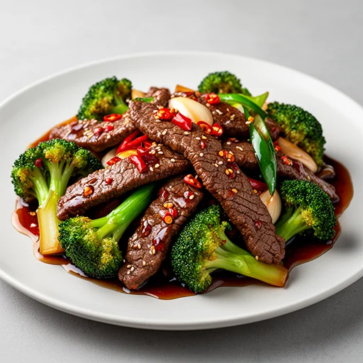 Spicy Szechuan Beef & Broccoli Stir-fry finished dish