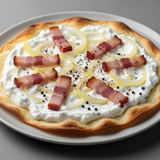 Tarte Flambée (Flammekueche) finished dish
