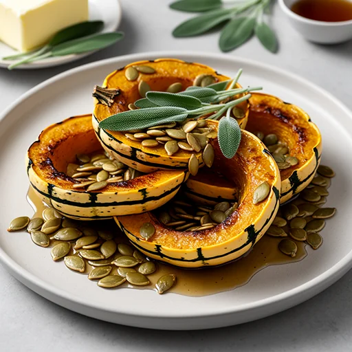 Roasted Delicata Squash with Sage Brown Butter and Toasted Pepitas finished dish
