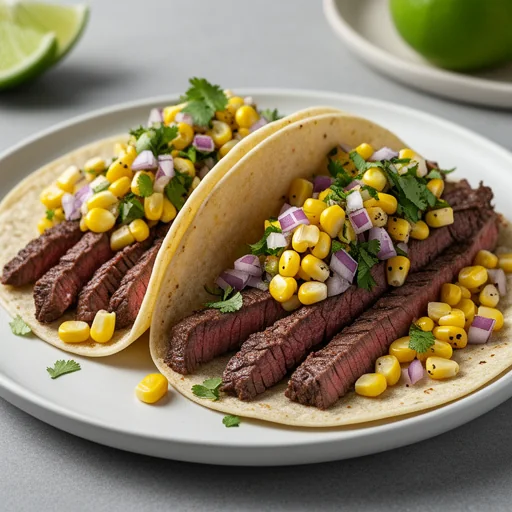 Chipotle-Lime Skirt Steak Tacos with Corn Salsa finished dish
