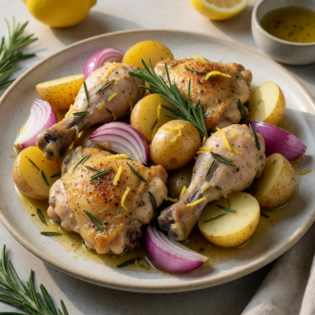 Pollo al Limone e Rosmarino (Lemon Rosemary Roasted Chicken) finished dish