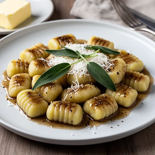 Sourdough Potato Gnocchi with Brown Butter Sage Sauce finished dish