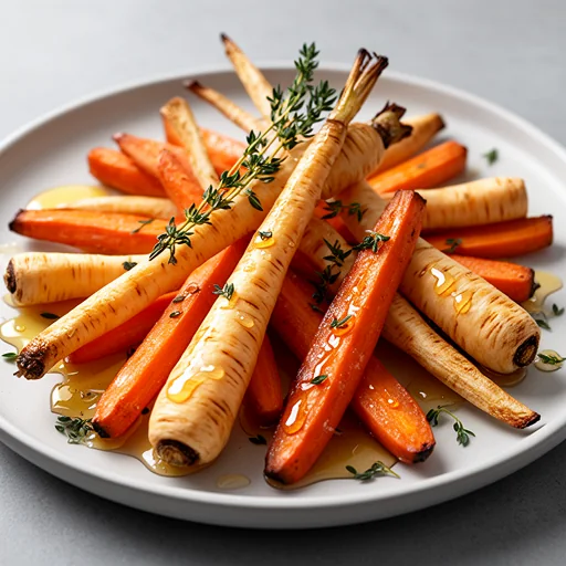 Roasted Parsnips and Carrots with Honey-Thyme Glaze finished dish