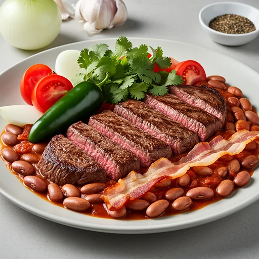 Bistec Ranchero con Frijoles Charros finished dish