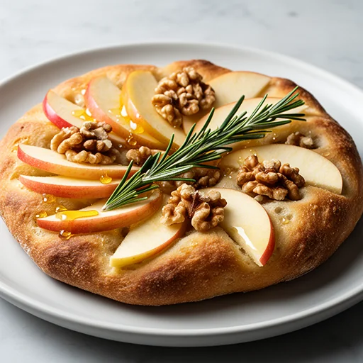 Apple, Walnut & Honey Sourdough Focaccia with Rosemary finished dish