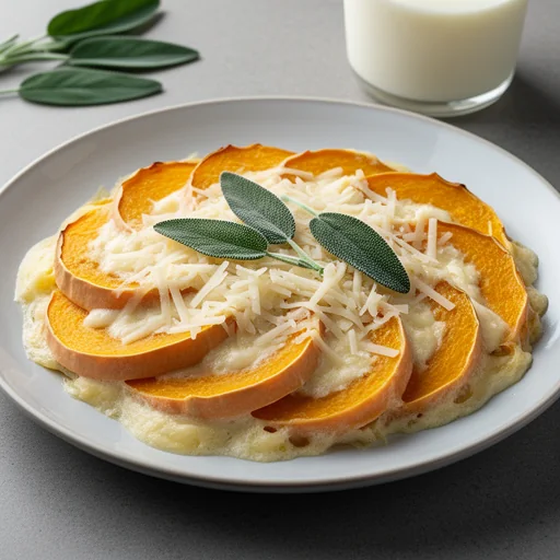 Creamy Butternut Squash Gratin with Sage and Gruyere finished dish