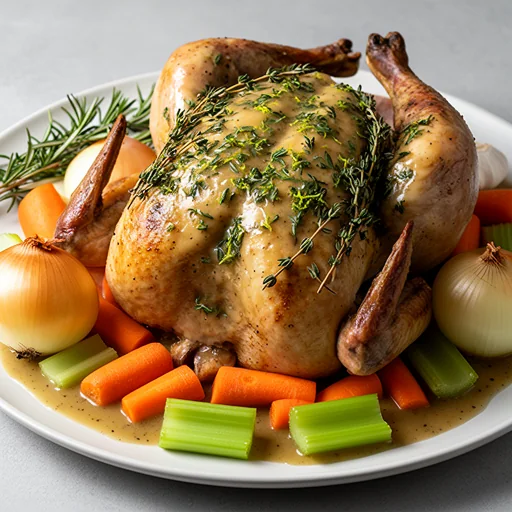 Spatchcocked Herb-Roasted Turkey with Rosemary-Thyme Gravy finished dish
