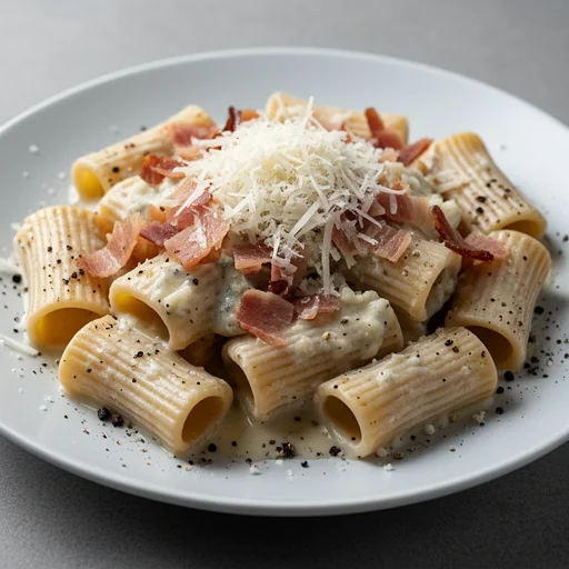 Rigatoni alla Gricia finished dish