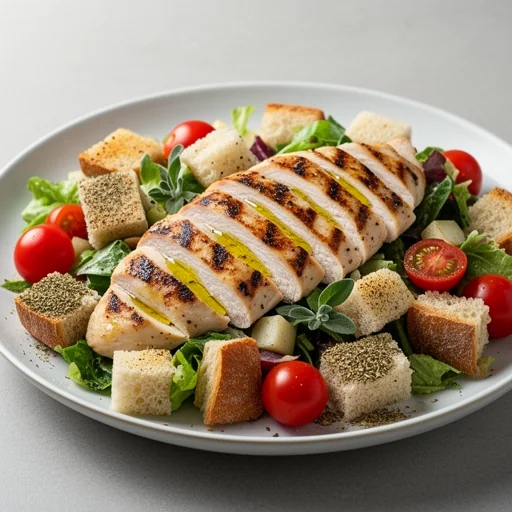 Chicken Panzanella Salad with Grilled Chicken finished dish