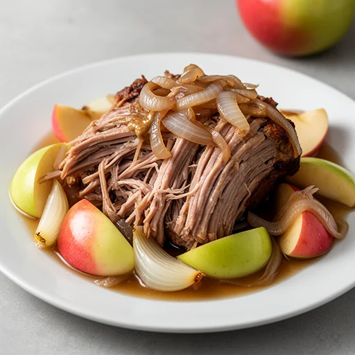 Cider Braised Pork Shoulder with Apples and Onions finished dish