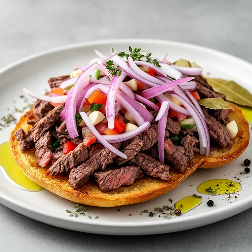 Salpicon de Res Tostadas finished dish