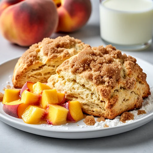 Peach Ginger Scones with Brown Sugar Crumble finished dish