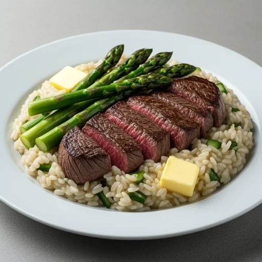 Steak and Asparagus Risotto finished dish