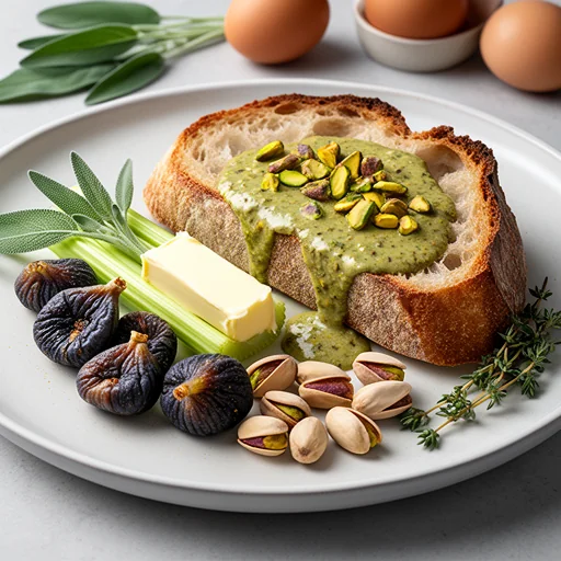 Sourdough, Fig, and Pistachio Dressing finished dish