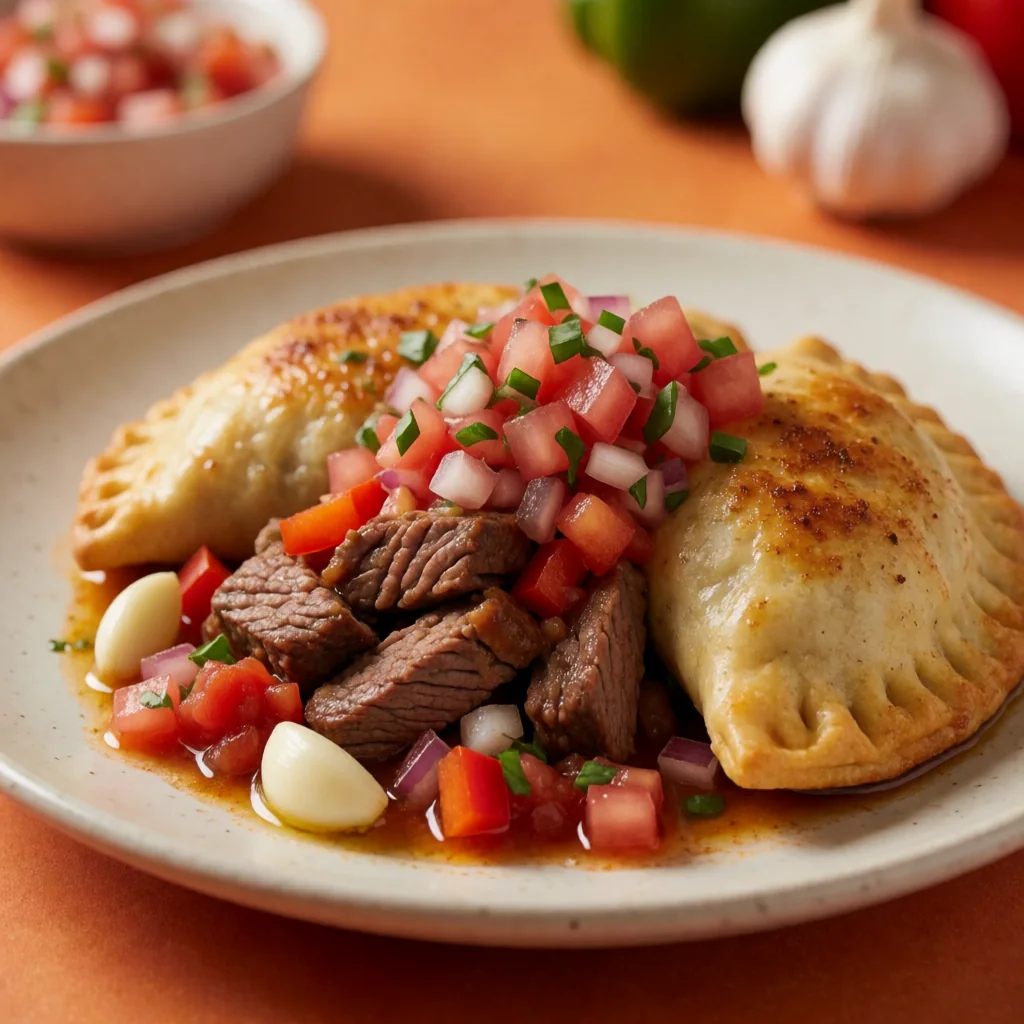 Baked Mexican Steak Empanadas with Fresh Pico de Gallo finished dish