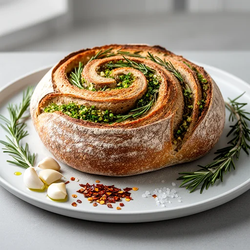 Sourdough Garlic & Rosemary Swirl Loaf finished dish