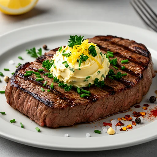 Grilled Sirloin with Cowboy Butter finished dish