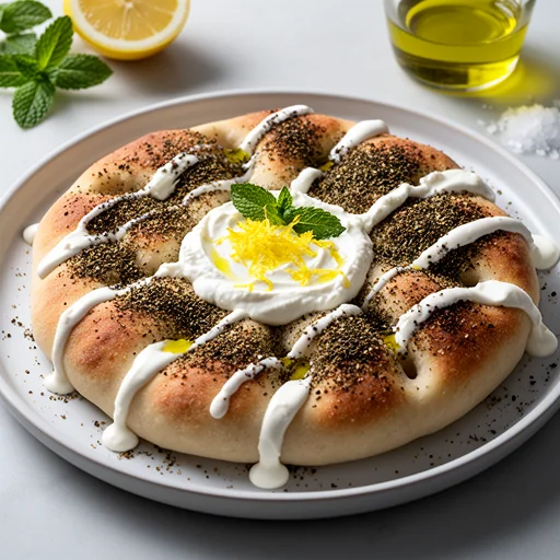 Za'atar & Sumac Focaccia with Labneh Drizzle finished dish