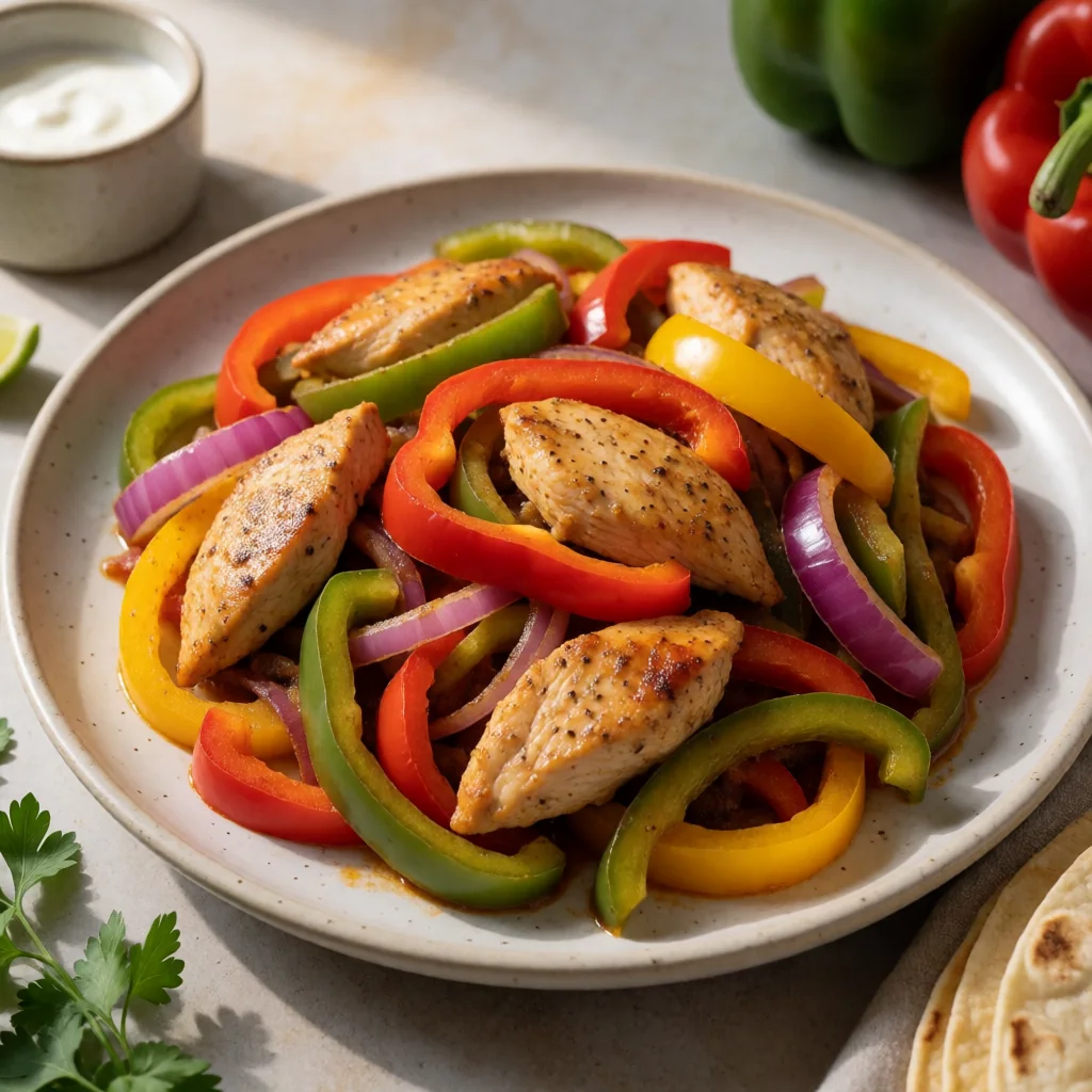 One-Pan Chicken Fajita Bake finished dish