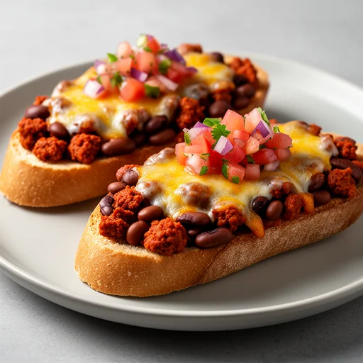 Hearty Cheesy Bean and Chorizo Molletes finished dish