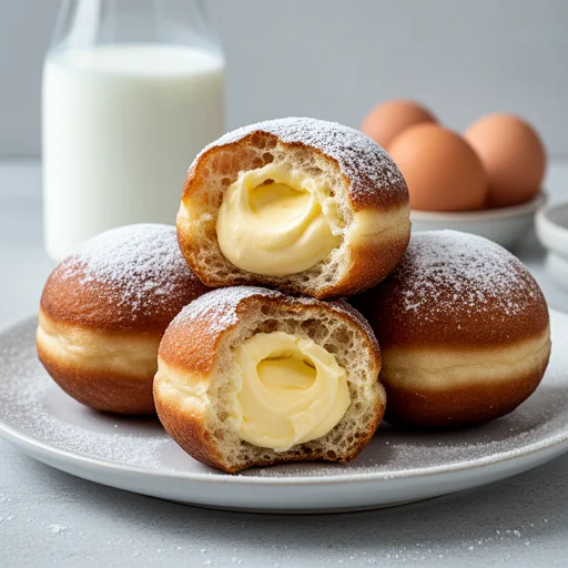 Sourdough Bomboloni (Italian Cream-Filled Donuts) finished dish