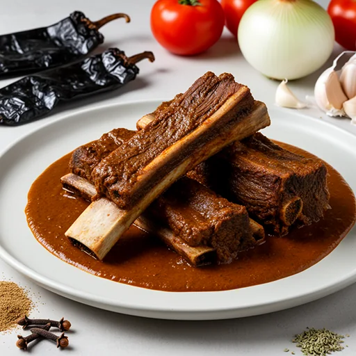 Costillas de Res en Chile Seco (Braised Short Ribs with Pasilla-Guajillo Sauce) finished dish