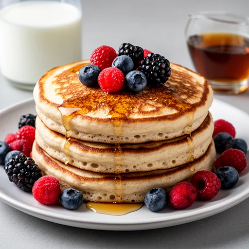 Fluffy Sourdough Discard Pancakes with Berries finished dish