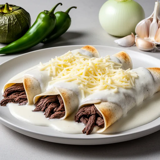 Enchiladas Suizas de Carne Asada finished dish