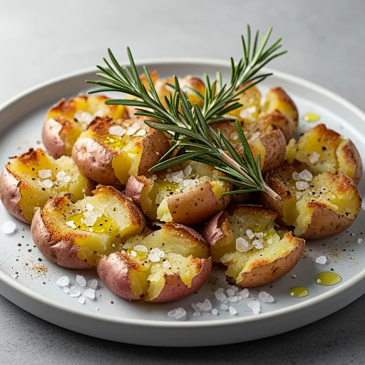 Crispy Smashed Potatoes with Rosemary and Sea Salt finished dish