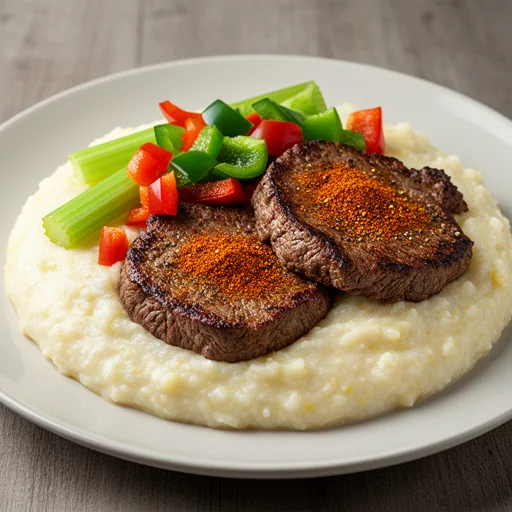 New Orleans-Style Grillades with Creamy Grits finished dish