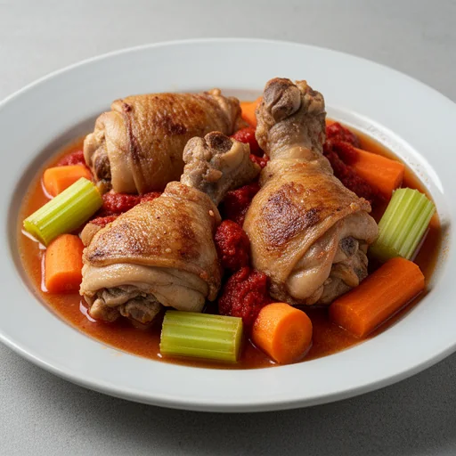 Spezzatino di Pollo (Rustic Italian Chicken Stew) finished dish