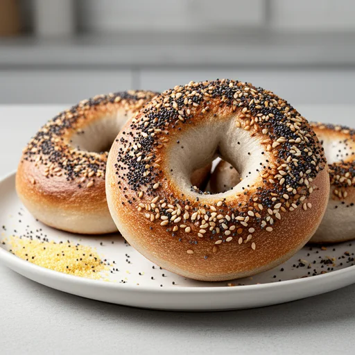 Chewy Sourdough Bagels finished dish