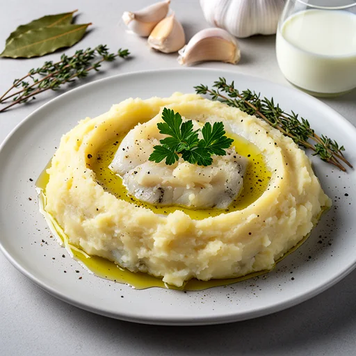 Brandade de Morue (Salt Cod Puree with Garlic and Olive Oil) finished dish